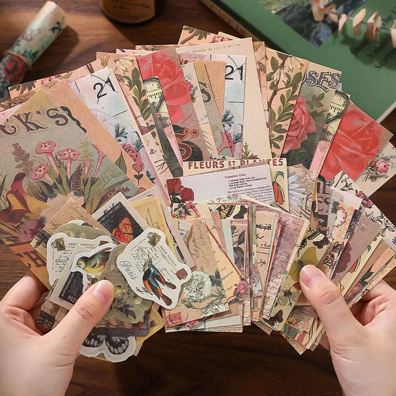 Vintage Scrapbook Paper Kit — 100 Sheets