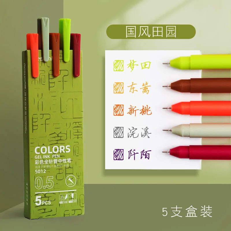 Retro Gel Pen Set — 5 Colors
