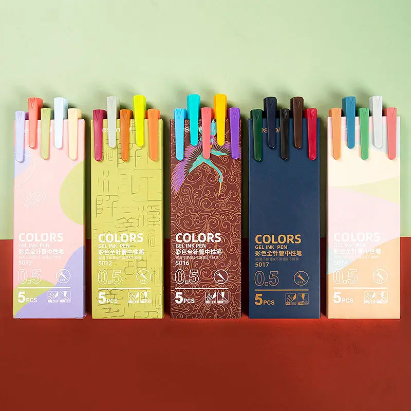 Retro Gel Pen Set — 5 Colors