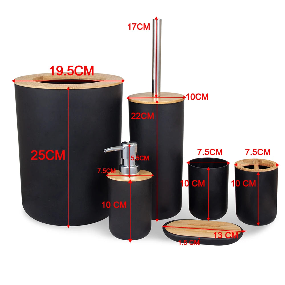 Bamboo Bathroom Set — 6 Pieces