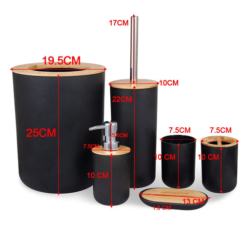 Bamboo Bathroom Set — 6 Pieces