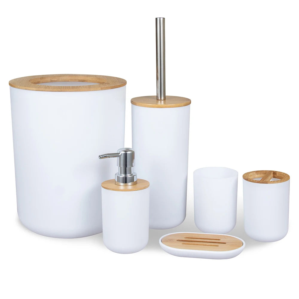 Bamboo Bathroom Set — 6 Pieces