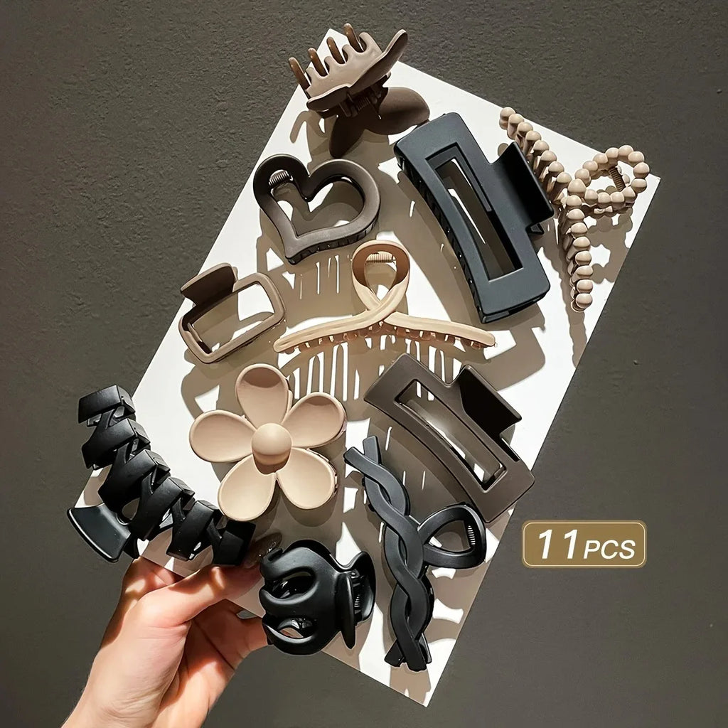 Matte Claw Hair Clips — 11 Pack