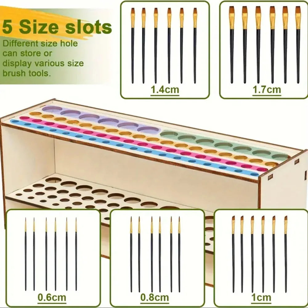 Wooden Desk Pen & Brush Holder
