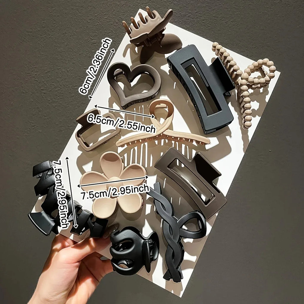 Matte Claw Hair Clips — 11 Pack