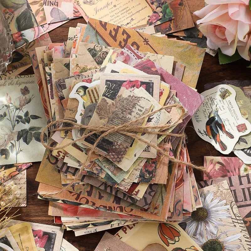Vintage Scrapbook Paper Kit — 100 Sheets