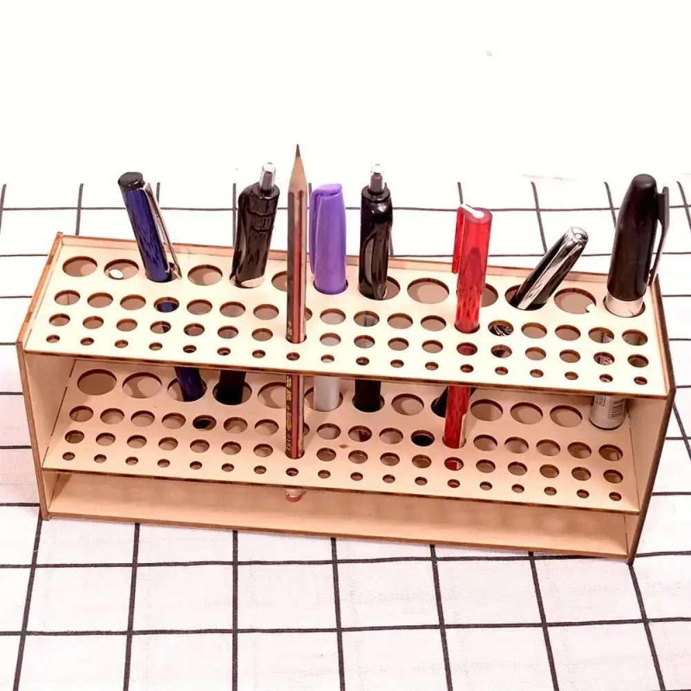 Wooden Desk Pen & Brush Holder
