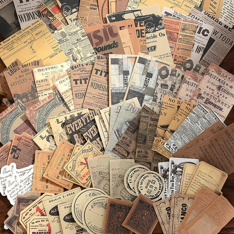 Vintage Scrapbook Paper Kit — 100 Sheets