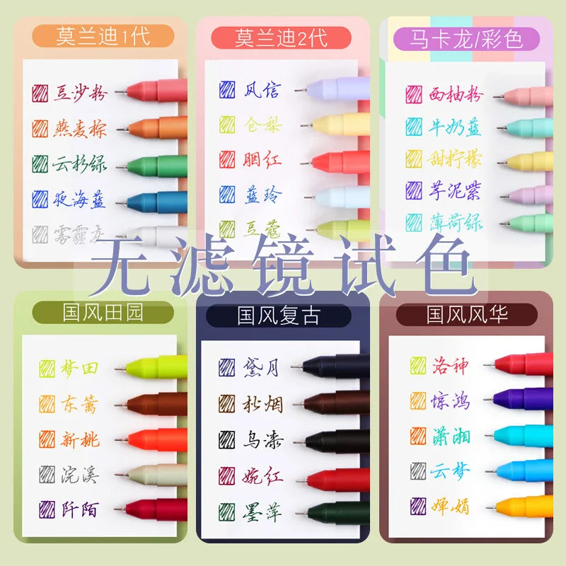 Retro Gel Pen Set — 5 Colors
