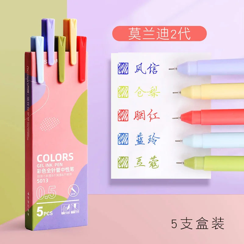 Retro Gel Pen Set — 5 Colors