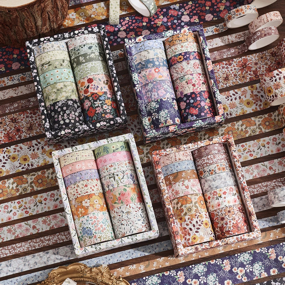 Vintage Floral Washi Tape — 12 Rolls